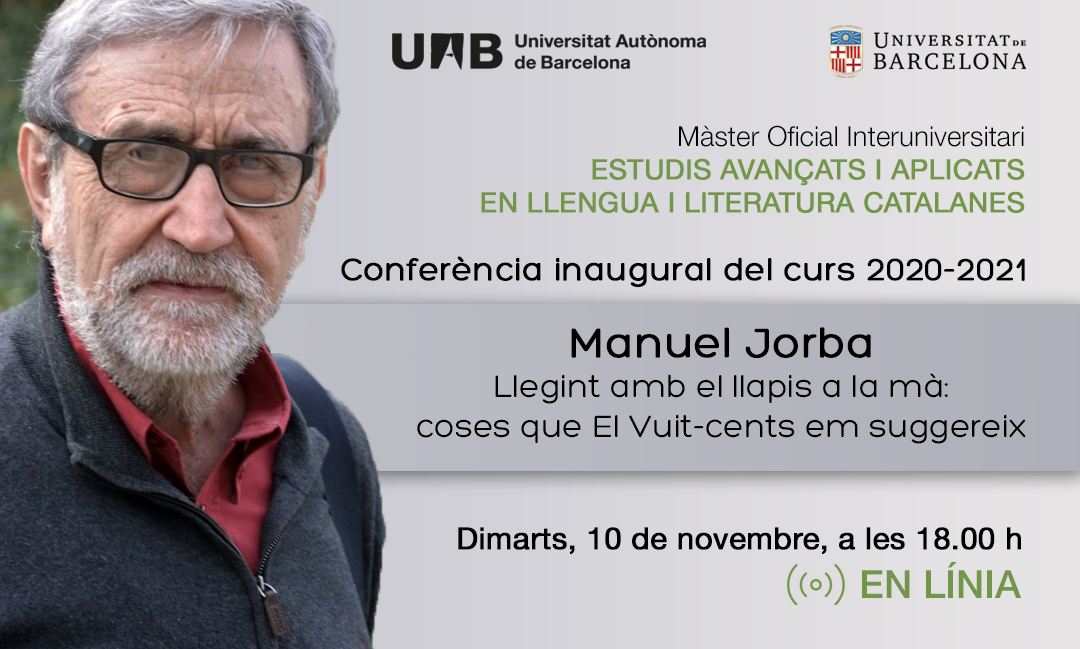 Conferència inaugural del curs 2020-2021, amb Manuel Jorba