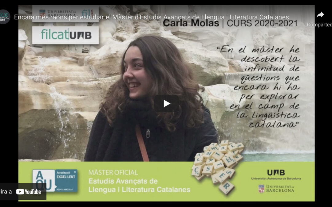 Encara més raons per estudiar el Màster en Estudis Avançats de Llengua i Literatura Catalanes