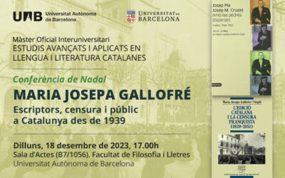 Conferència de Maria Josepa Gallofré: Escriptors, censura i públic a Catalunya des de 1939