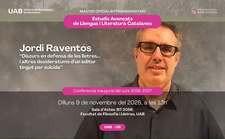 Conferència inaugural del curs 2026-2027, amb Jordi Raventós