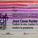 Inauguració del curs 2023-2024: conferència de Joan Casas